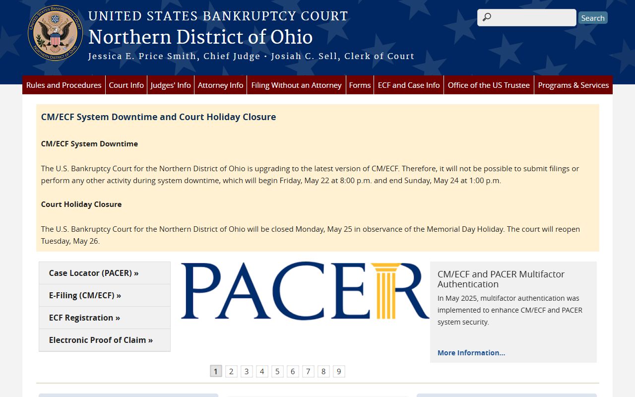 Lucas County U.S. Bankruptcy Court Northern District of Ohio federal records