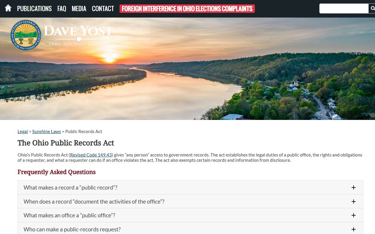 Lucas County inmate records Ohio Attorney General public records overview page