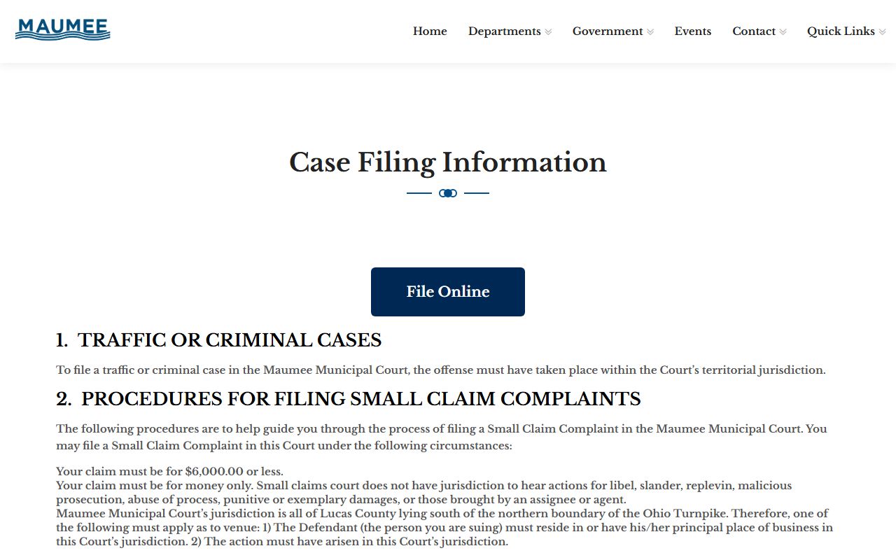 Lucas County marriage and divorce records Maumee Municipal Court case filing information