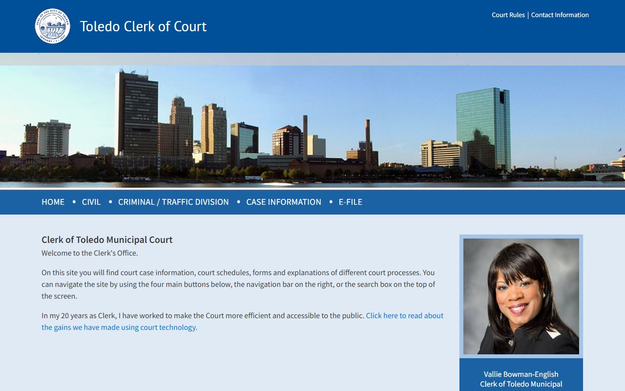 Lucas County marriage and divorce records Toledo Municipal Court clerk case information page