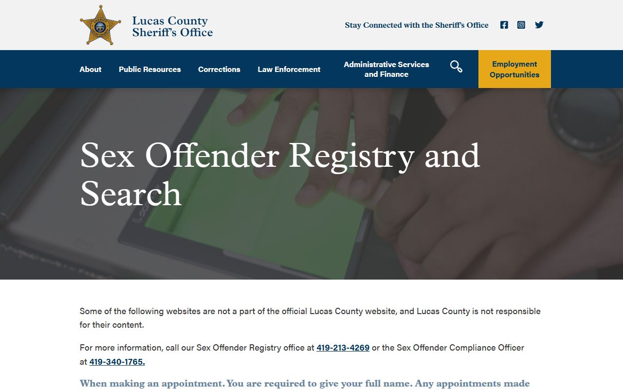 Lucas County probate records Sheriff sex offender registry and tier information
