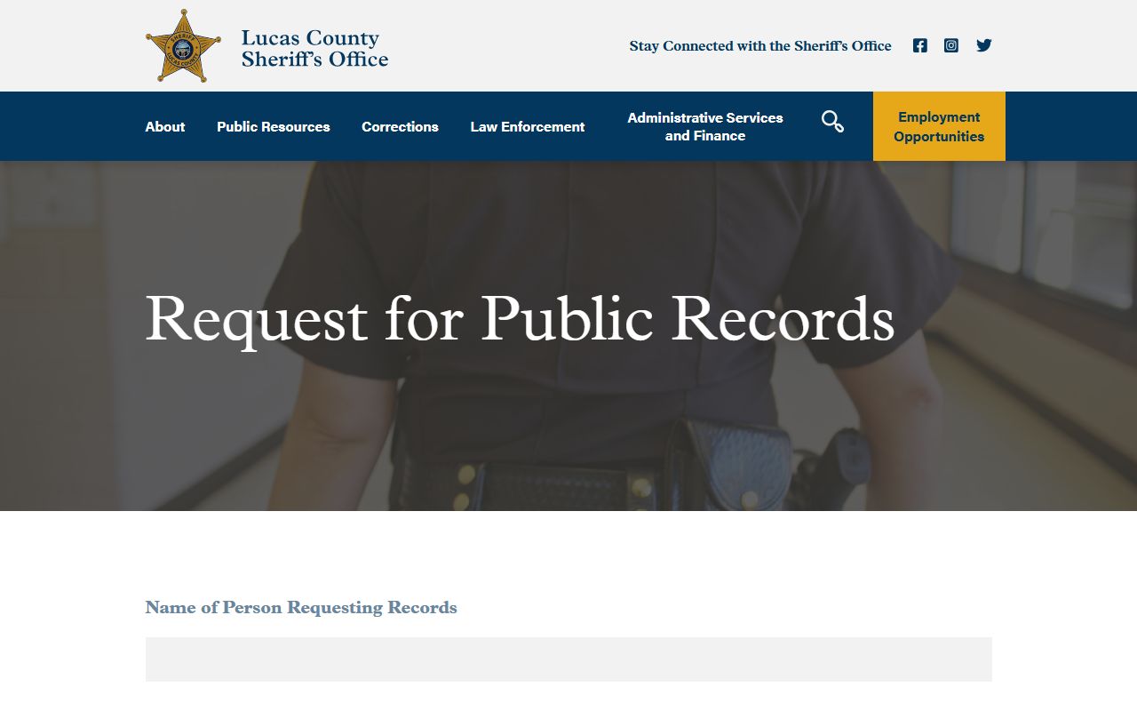 Lucas County probate records Sheriff public records request form