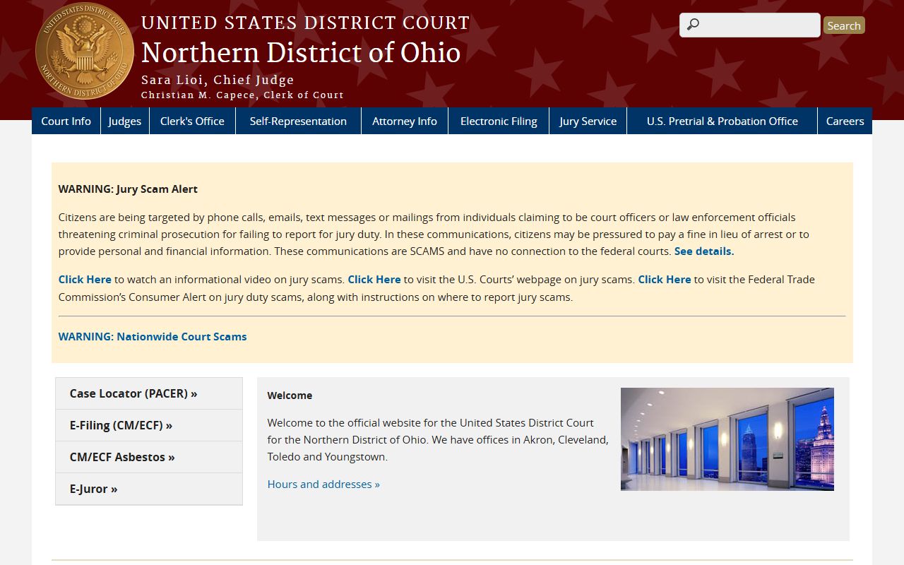 Lucas County public records U.S. District Court Northern District of Ohio website
